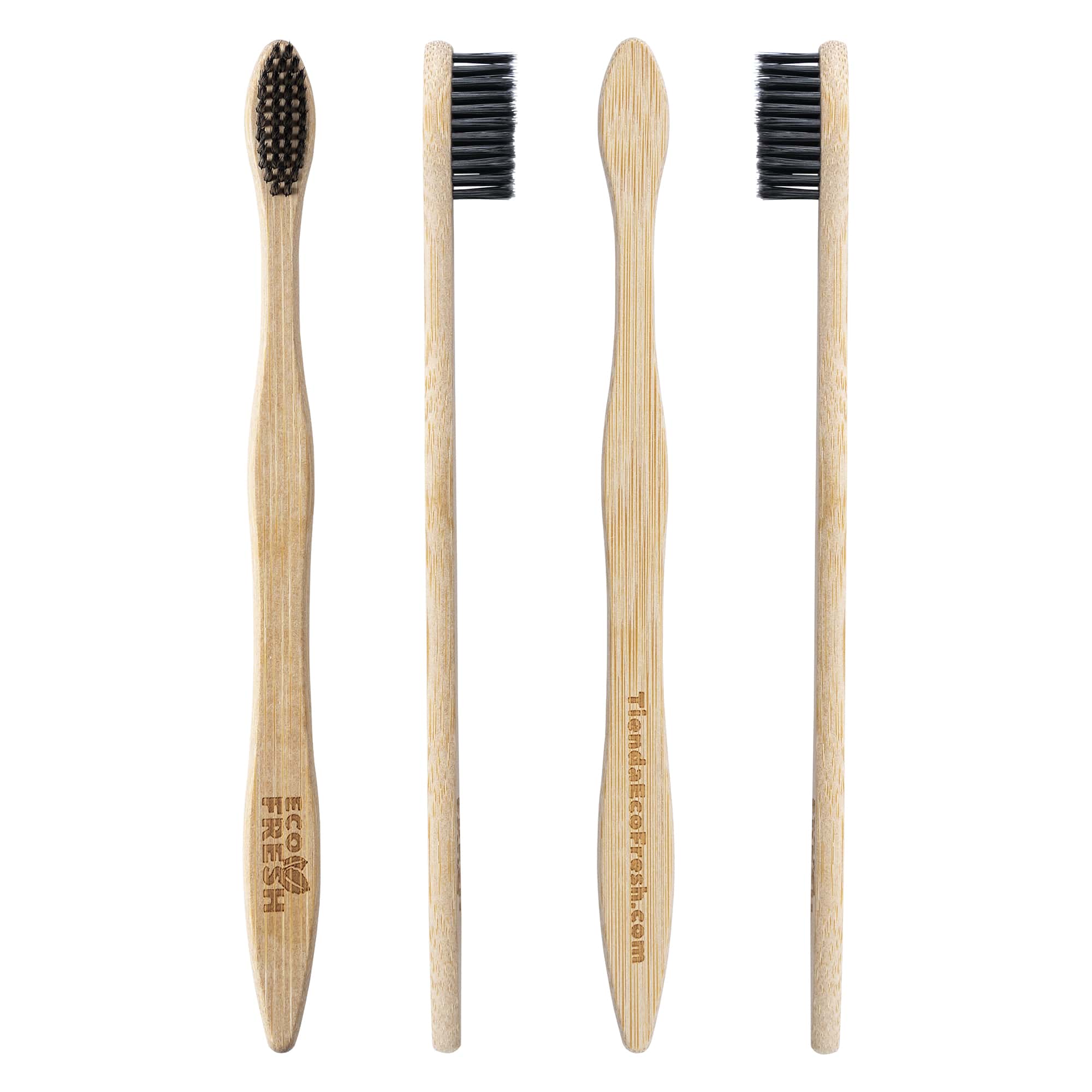 Kit Completo: 4 Cepillos de Bambú + 100 Copitos + Hilo Dental